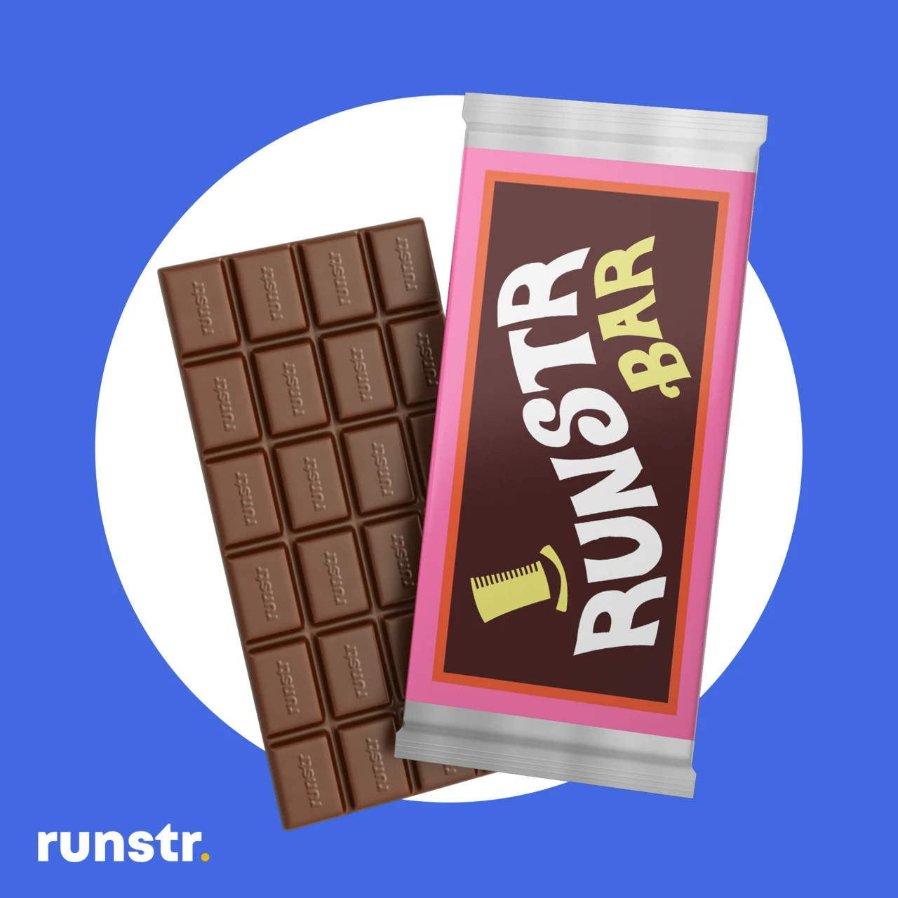 Archived Golden Ticket Awards artwork showing chocolate beside a wrapper labeled Runstr Bar.