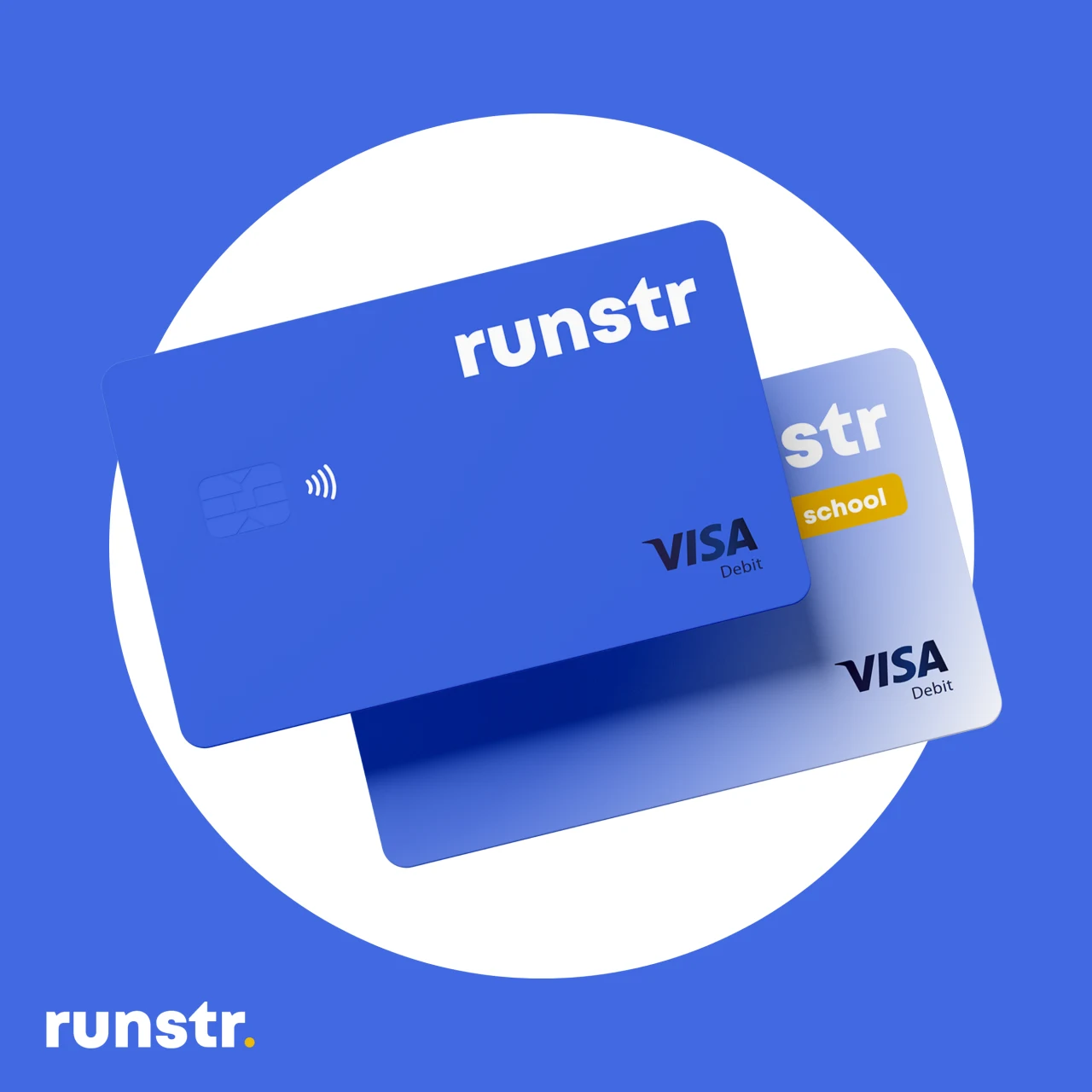 Archived Runstr Card concept artwork showing two branded debit-card mockups.